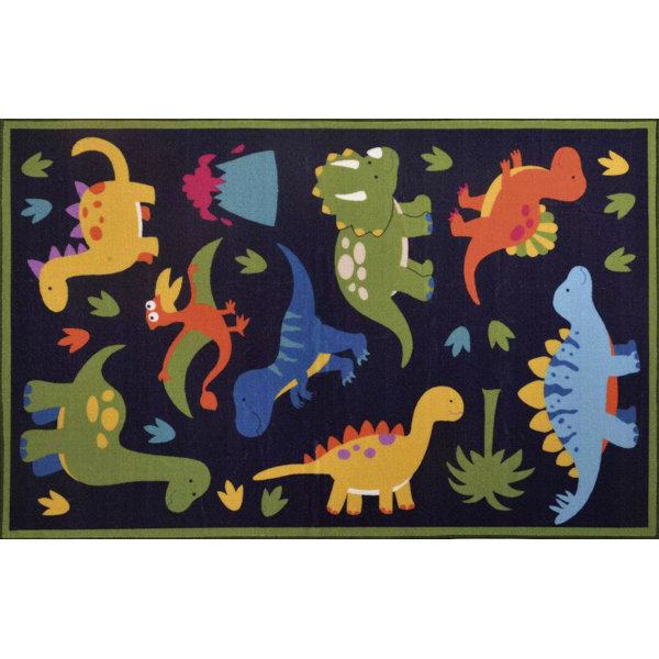 Zoomie Kids Rambo Looped/Hooked Area Rug in Navy Blue & Reviews Wayfair